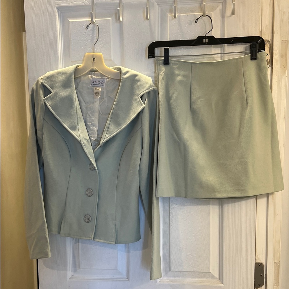 XOXO Mint Green Blazer and Skirt Ensemble